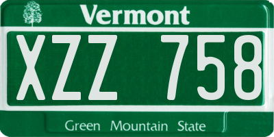 VT license plate XZZ758