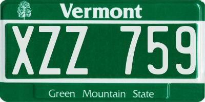 VT license plate XZZ759