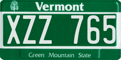 VT license plate XZZ765