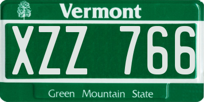 VT license plate XZZ766
