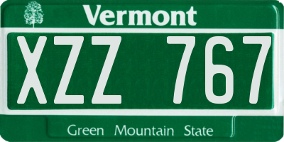 VT license plate XZZ767