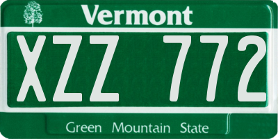 VT license plate XZZ772