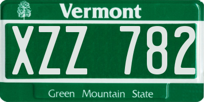 VT license plate XZZ782