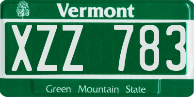 VT license plate XZZ783