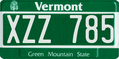 VT license plate XZZ785