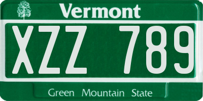 VT license plate XZZ789