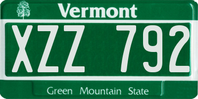 VT license plate XZZ792