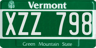 VT license plate XZZ798