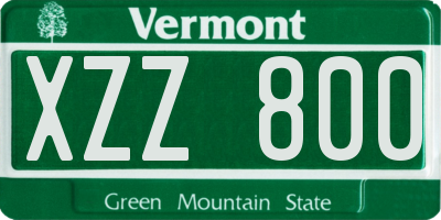 VT license plate XZZ800