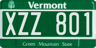 VT license plate XZZ801