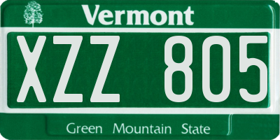 VT license plate XZZ805