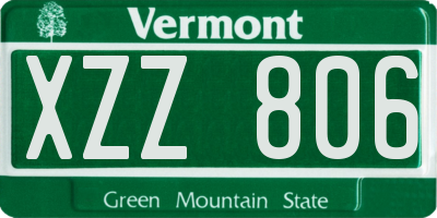 VT license plate XZZ806