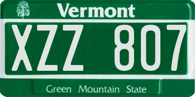 VT license plate XZZ807