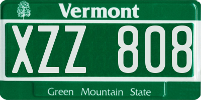 VT license plate XZZ808