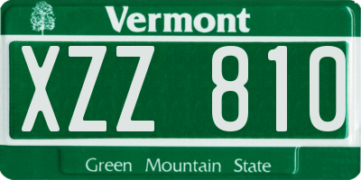 VT license plate XZZ810