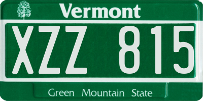 VT license plate XZZ815