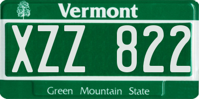 VT license plate XZZ822