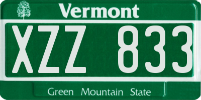 VT license plate XZZ833