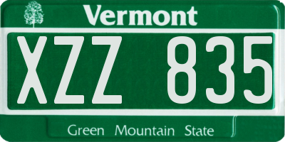 VT license plate XZZ835