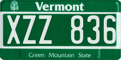 VT license plate XZZ836