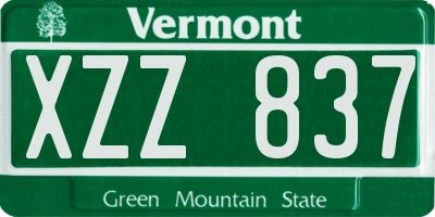 VT license plate XZZ837