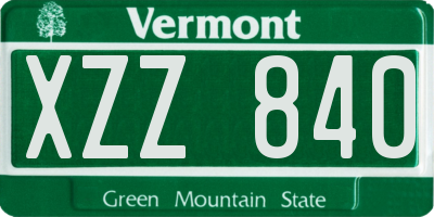VT license plate XZZ840