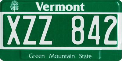 VT license plate XZZ842