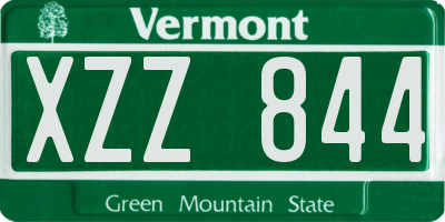VT license plate XZZ844