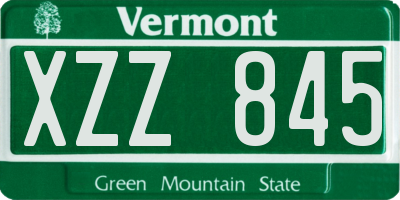 VT license plate XZZ845