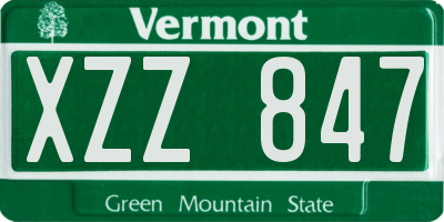 VT license plate XZZ847