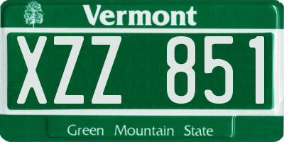 VT license plate XZZ851