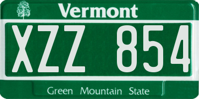 VT license plate XZZ854