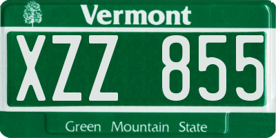 VT license plate XZZ855