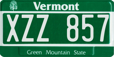 VT license plate XZZ857