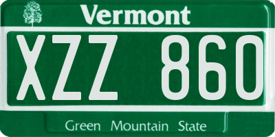 VT license plate XZZ860