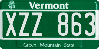 VT license plate XZZ863