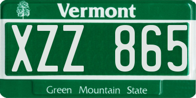VT license plate XZZ865