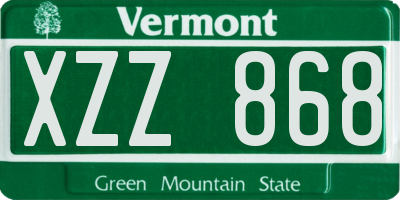 VT license plate XZZ868