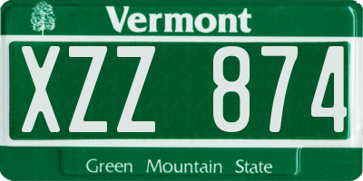 VT license plate XZZ874