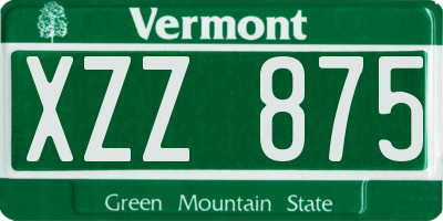 VT license plate XZZ875