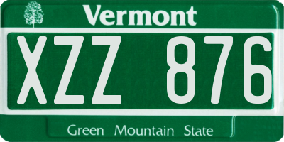 VT license plate XZZ876