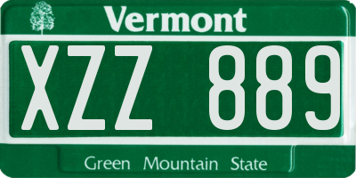 VT license plate XZZ889