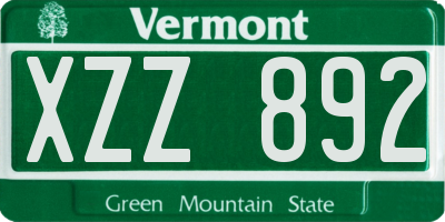 VT license plate XZZ892
