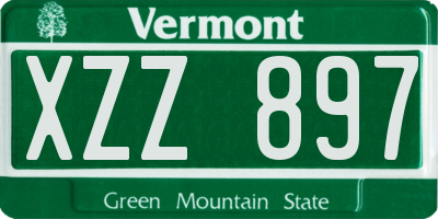VT license plate XZZ897