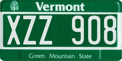 VT license plate XZZ908