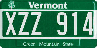 VT license plate XZZ914