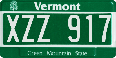 VT license plate XZZ917