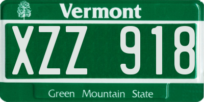 VT license plate XZZ918