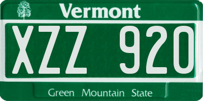VT license plate XZZ920