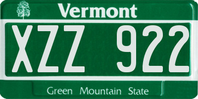 VT license plate XZZ922